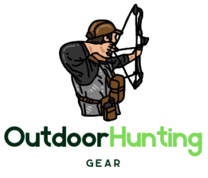 Outdoorhuntinggear.com website logo. Man pulling back a bow and arrow, with the Outdoor Hunting Gear slogan below the man..