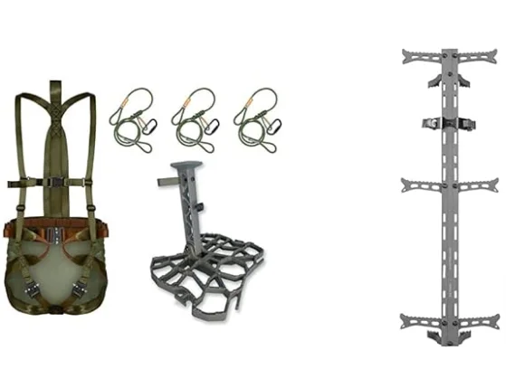 XOP-XTREME OUTDOOR PRODUCTS Sandlot Complete Tree Saddle Hunting System, Hawk 3-Pack Helium Climbing Stick 30 Inch Sections and Carrying Bag