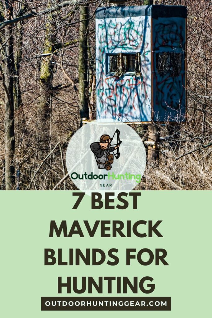 Close-up view of Maverick blinds setup in the woods.