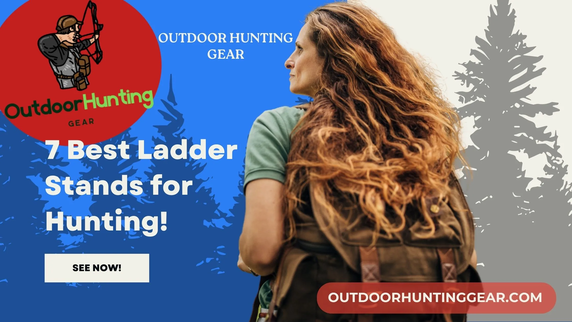 Outdoor hunting ladder stand set up in a forest