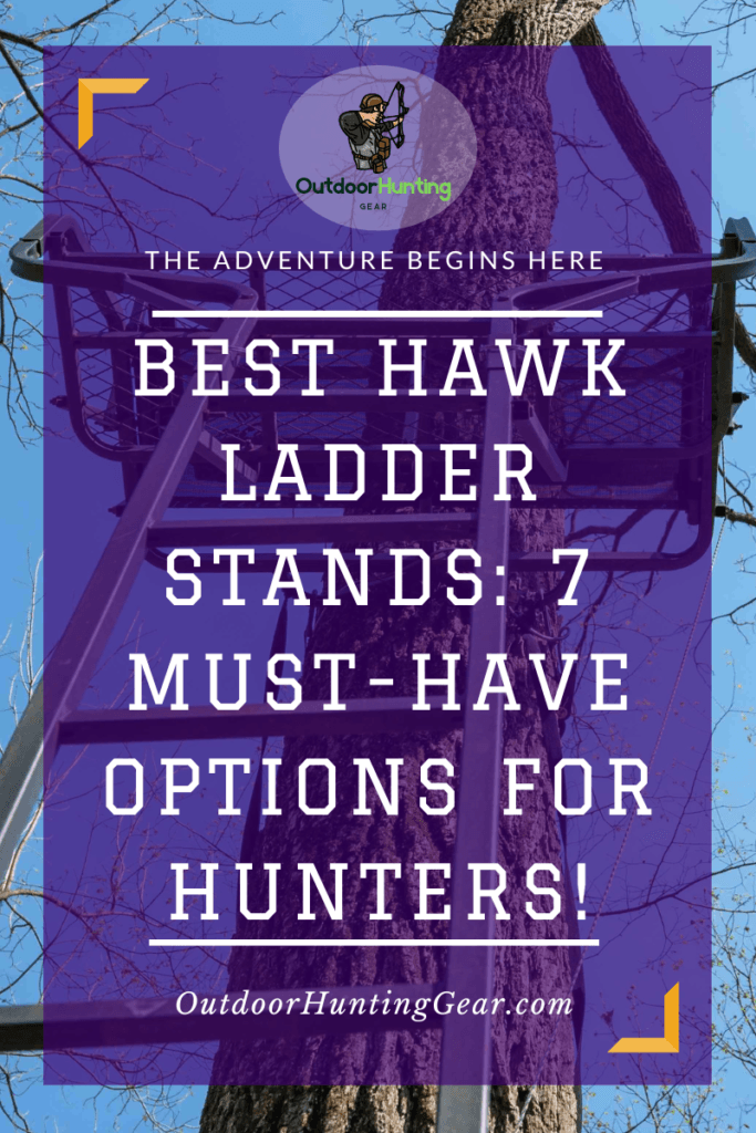 Hawk ladder stand placed securely against a tree.