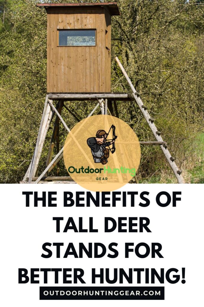 A tall deer stand overlooking a wide open field.