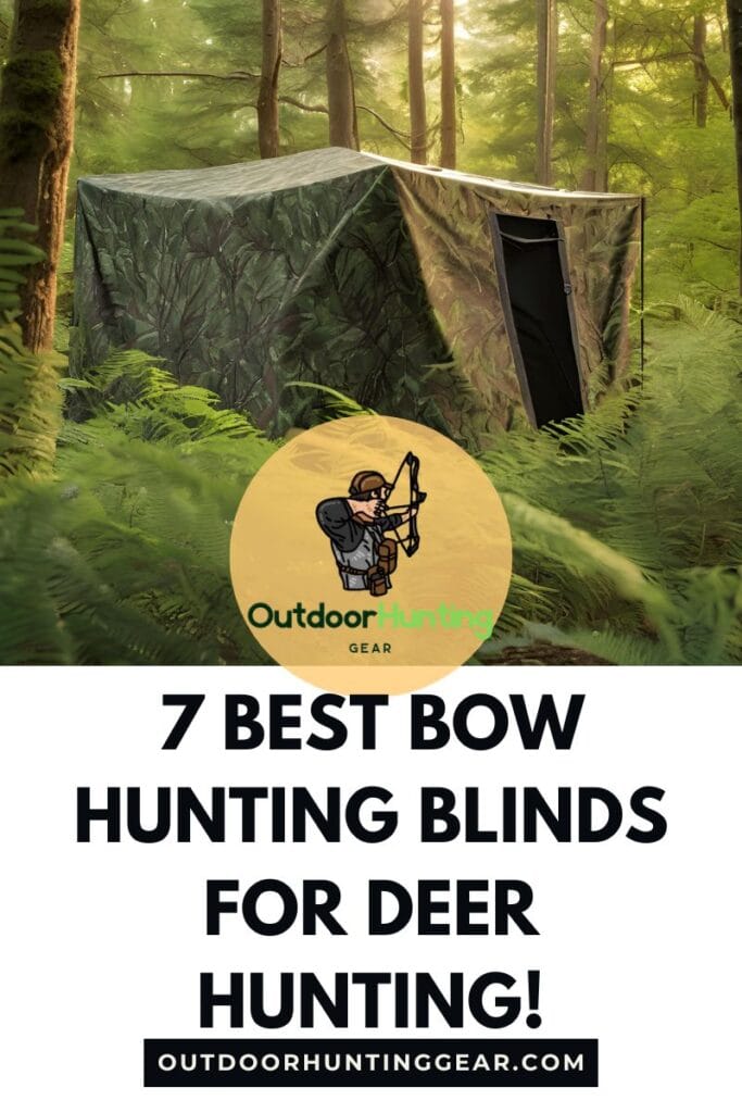 Best bow hunting blind camouflaged in forest underbrush for deer hunting.