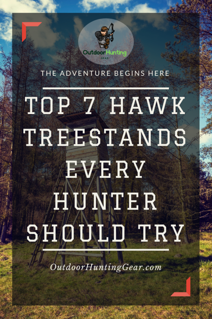 A hunter setting up a Hawk treestand in the wild.