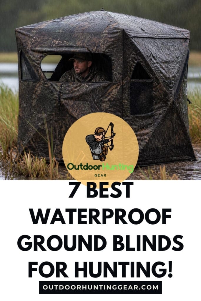7 Best Waterproof Ground Blinds for All-Season Hunting. A waterproof ground blind in a rainstorm, providing shelter.