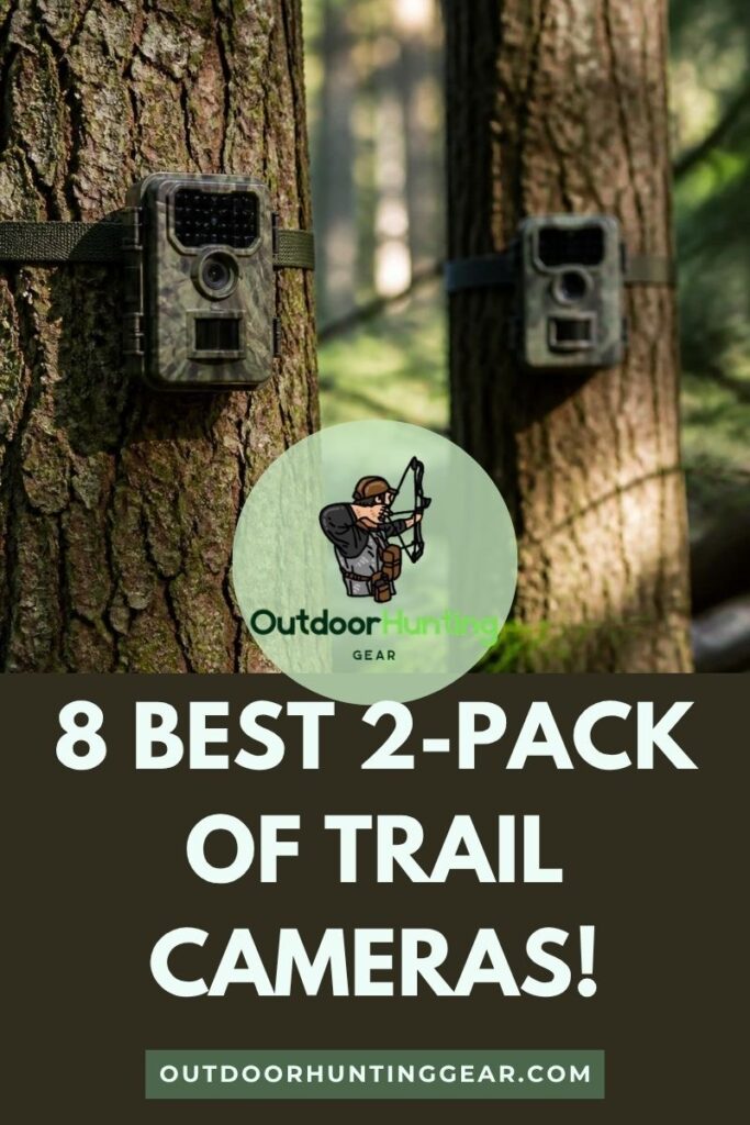 8 Best 2 Pack of Trail Cameras! Hunter using a 2 pack of trail cameras in a forest.
