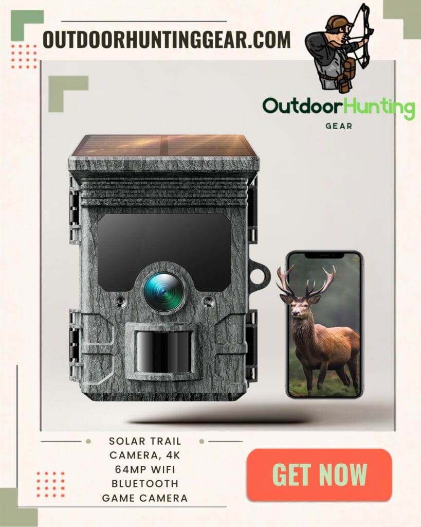 Solar Trail Camera, 4K 64MP WiFi Bluetooth Game Camera