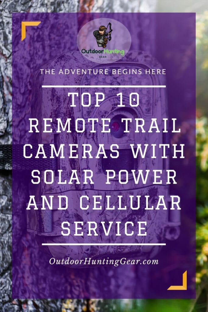 Solar-powered remote trail camera mounted on a tree.