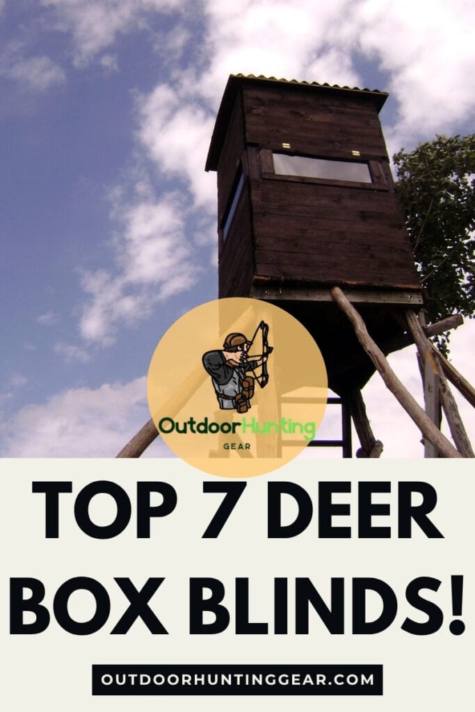 Top 7 Deer Box Blinds for Unmatched Comfort and Concealment. An image of a 5x5 deer box blind in a wooded area.