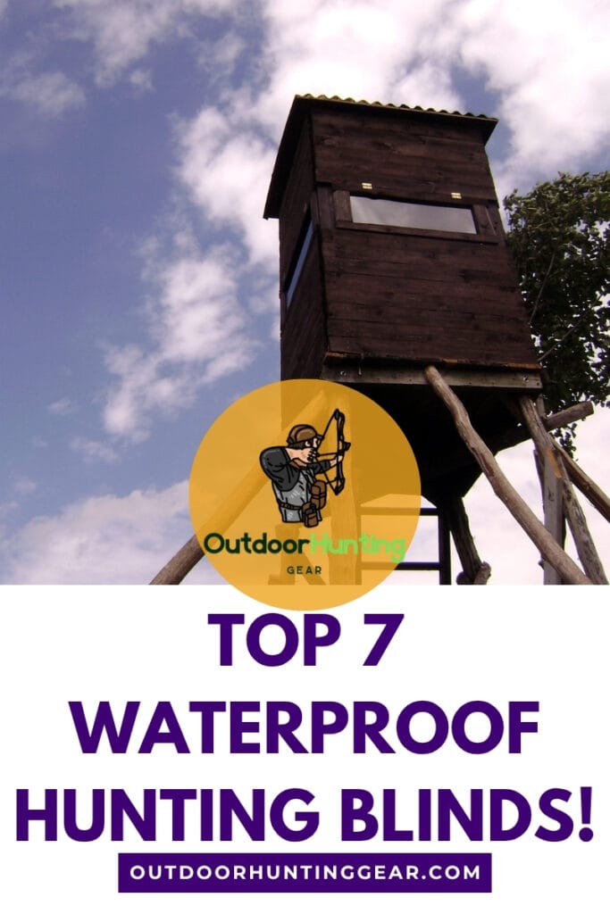 Top 7 Waterproof Hunting Blinds! A waterproof hunting blind set up in a forest during rain.